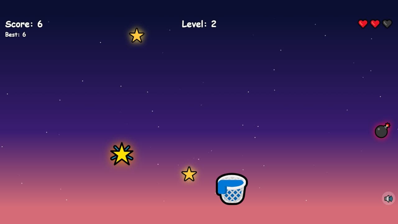 Screenshot of Hamza's Catch the Falling Stars game